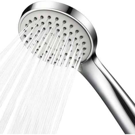 Cabezal de ducha manual de alta presión, ahorro de agua, 3 tipos de chorro, cabezal de ducha universal con presurizador para baja presión, cromado (1/4)