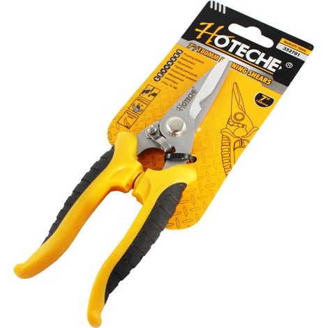 HOTECHE tijera podar 1 mano 18 cm acero , Tijeras de poda de una mano 2 hojas bypass de acero para cortes limpios Muelle de apertura fácil Mango de tacto suave antidesl (1/2)