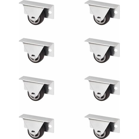 Set di 8 ruote fisse (Ø 30 mm, per montaggio laterale, grigio scuro). Queste ruote fisse sono silenziose e non danneggiano i pavimenti, il che le rende ideali per telai di letti e cassetti portaoggett