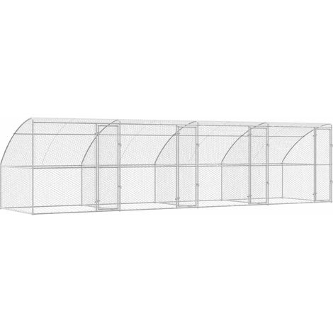 Kennel pour Chiens 4 pcs Argenté 8 x 2 x 2 m Acier galvanisé