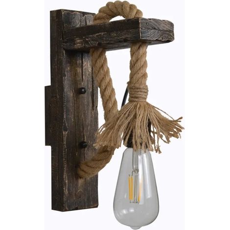lampes en bois lampes dcoratives art du bois appliques murales rtro en corde de chanvre pour restaurant sans ampoules YYV (1/4)