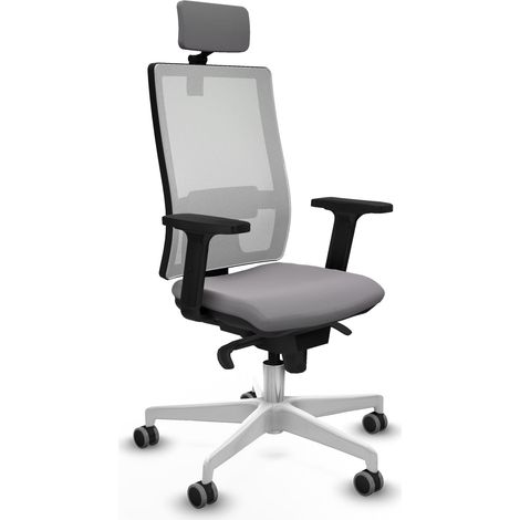 Horna sincro malla blanca similpiel gris brazos 2D base blanca cabecero 2D ruedas 65mm engomadas (1/5)