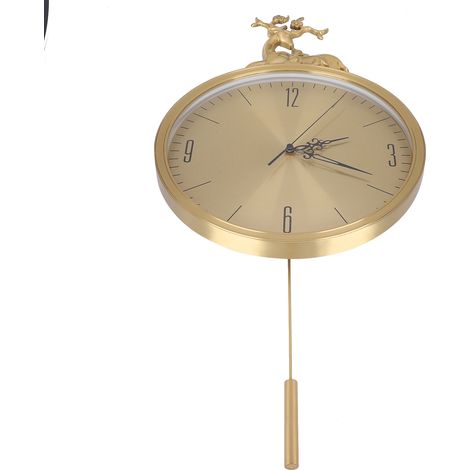 Horloge murale en laiton Tête de cerf Style épuré Déco Bureau Maison Salon (1/5)