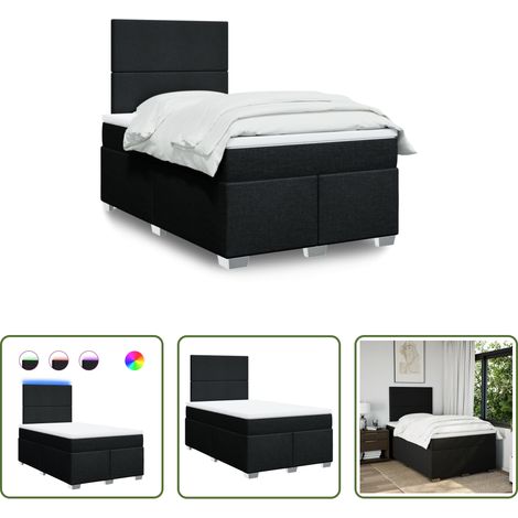 vidaXL LED-Leuchten - Boxspringbett mit Matratze Schwarz 120x200 cm Stoff (1/5)