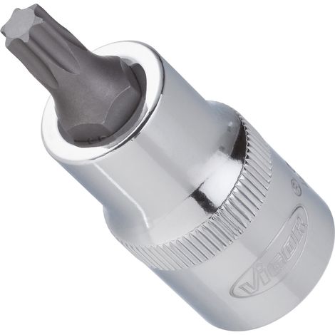 Embout de tournevis en T V2157 1/2 pouce (12,5 mm) à emmanchement carré, profil en T T50, longueur 55 mm - embout robuste pour une utilisation manuelle précise