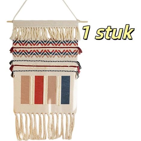 1 pieza, Tapiz estampado, Algodón y lino, 5070 cm + borla de 20 cm (incluye barra para colgar + cuerda para colgar + clavos invisibles), Caqui (1/5)