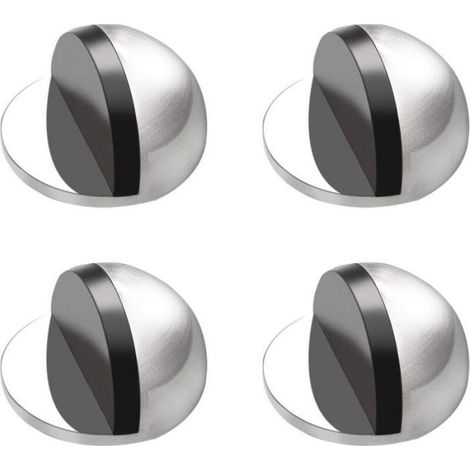 Arrêt De Porte - Butoir De Porte En Acier Inoxydable Auto-Adhésif - Pour Sol Lisse - Protection Murale Et Meubles - Lot De 2 (1/4)