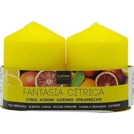 TRADE SHOP - Set Da 6 Candele Profumate Profumo Di Agrumi Giallo 7x5,70cm Deodoranti Ambienti 032760 - (1/3)