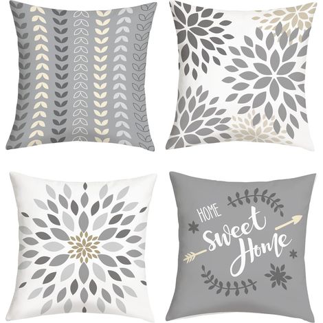 Housse Coussin 45x45 Lot de 4 Floral Géométrique Minimaliste (1/5)