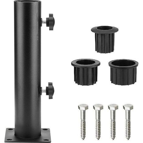 Porte-parapluie acier noir avec double bouton – Fixation sur balustrade, plage, bateau – Diamètres 28/38/48mm – Installation facile (1/5)