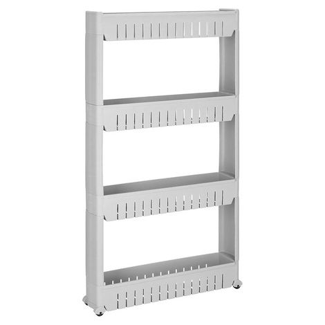 SPRINGOS Scaffale mobile per bagno Carrello 4 ripiani Grigio Scaffale per lavatrice Scaffale per bagno WC Scaffale multiuso. (1/5)