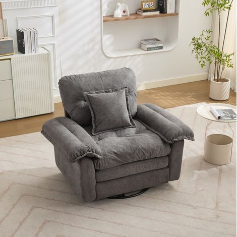 Poltrona girevole 360° in chenille imbottita OKMYHOME (1/5)