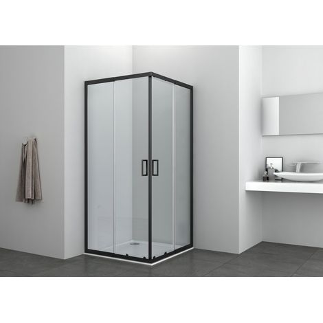 SANODUSCH Eckduschkabine Klarglas / Schwarz 78,5-90 x 78,5-90 x 190cm (1/3)