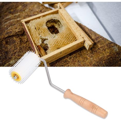 Plastic Honey Uncapping Roller LolaZ71 Rouleau à décapsuler avec manche en bois pour extraction de ruche rouleau apiculture plastique bois acier roulement vertical horizontal (1/5)
