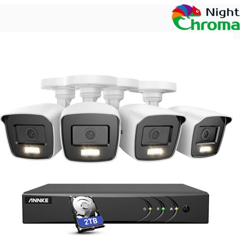 ANNKE 8CH Kit de Vidéosurveillance Extérieures,5MP DVR et 4 Caméras Couleur Vision Nocturne Filaires HD 1080P,Alerte E-Mail, Détection Mouvement Accès à Distance 2TB HDD (1/5)