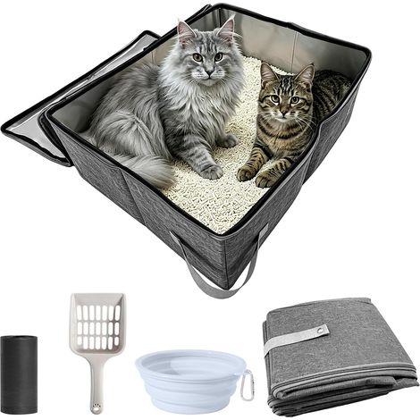 Extra Large Foldable Travel Litter Tray for Cats (1/5)