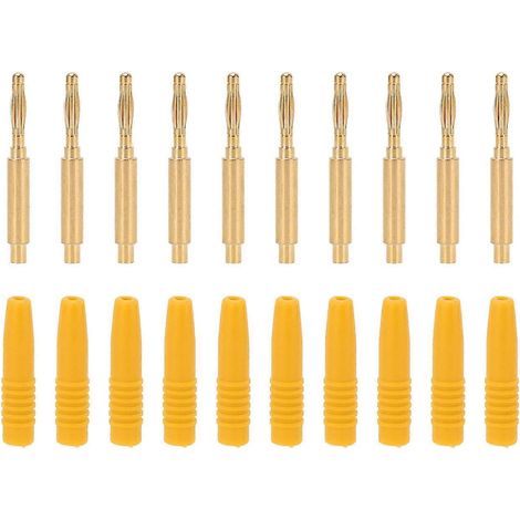 10 fiches bananes plaquées or, fiches de 2 mm, fiches métalliques isolées avec boîtier pour appareils de test