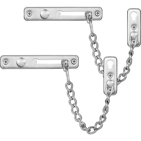 Serrure à chaîne de porte de sécurité Loquet de verrouillage de porte robuste avec boutons-pression à ressort Serrures à chaîne en acier inoxydable pour porte intérieure