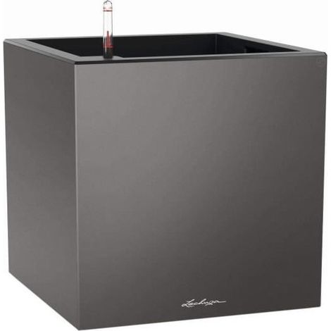 Pot de fleurs LECHUZA Canto Premium Cube 40 - ensemble complet, anthracite métallisé (1/5)