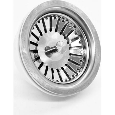 Crépine d'évier de cuisine, bouchon de crépine d'évier en acier inoxydable, remplacement des bouchons de vidange de crépine de panier à double fonction (diamètre: 84 mm) (1/4)