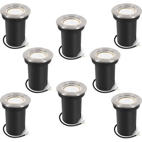 Randaco 8x 3W Bodenleuchte Schwenkbar IP65 Außen LED Bodeneinbaustrahler Bodenstrahler Bodenlampe Neutralweiß - Silber Gehäuse