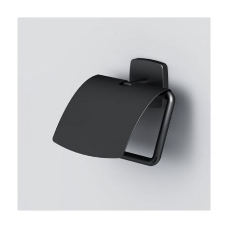 Toilet paper holder with lid, matte black paper holder, no drilling, suitable for bathrooms and laundry rooms, stainless steel (1/5)
