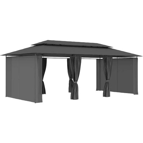 vidaXL Cenador con cortinas gris antracita 600x298x270 cm (1/2)