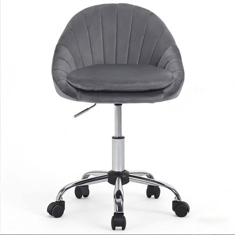 Silla de oficina de terciopelo gris oscuro con ruedas y altura ajustable (1/5)