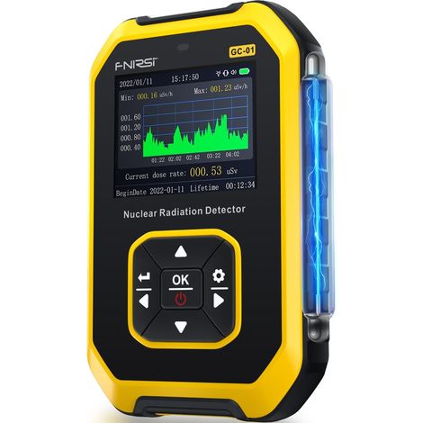 Geiger-Kernstrahlungsdetektor – FNIRSI-Strahlungsdosimeter mit LCD-Display, tragbarer wiederaufladbarer Beta-Gamma-Röntgenstrahlungsmonitor, 5 umschaltbare Dosierungseinheiten