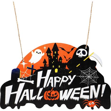 Décoration d'Halloween citrouille suspendue décoration extérieure intérieure fête fournitures de fête ornements tenture murale table mur (1/4)
