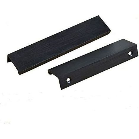 Quincaillerie d'armoire, poignées de bord de doigt, poignée de tiroir de porte de cuisine de meubles, poignées de traction dissimulées, paquet de 10 (2.52″ Hole Center, Noir mat brushed) (1/5)