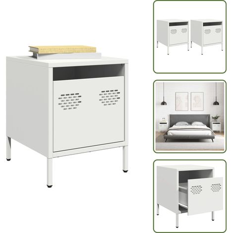 Nachttische 2 Stk. Weiß 35x39x43,5 cm Stahl - Nachttisch - Nachttische - Schrank - Nachtschrank (1/5)