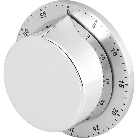 Manueller mechanischer Küchentimer mit Magnetfuß, Countdown-Funktion, Koch- und Backzeitanzeige, Silber (1/5)