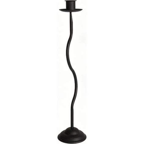 Grand chandelier en fer de 36,5 cm (14,4 pouces), style moderne ondulé, pour bougies coniques. Centre de table décoratif idéal pour un mariage ou une pendaison de crémaillère. Noir. (1/5)