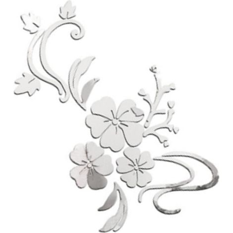 [Sticker mural en miroir acrylique] Autocollant mural décoratif 3D amovible acrylique argenté 120x90cm pour salle de bain, salon ou bureau, 1 pièce (1/5)