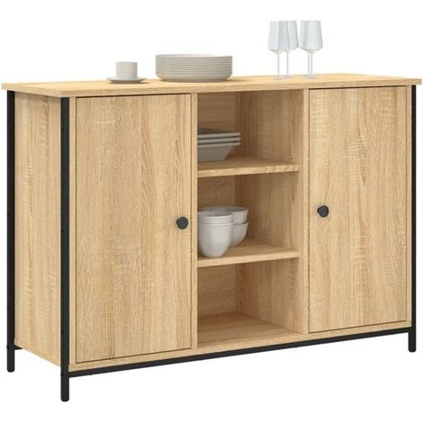Buffet Bas de Cuisine en Bois d'Ingénierie Couleur Chêne Sonoma, Meuble de Rangement 100x35x70 cm avec Étagères, Design Moderne pour Salon ou Salle à Manger (1/5)