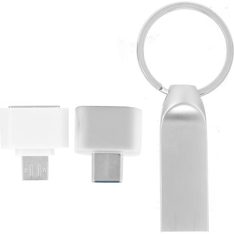 Clé USB 2.0 avec Porte-Clés et Adaptateur OTG - Mémoire Flash 2GB Cadeau Pratique HS220