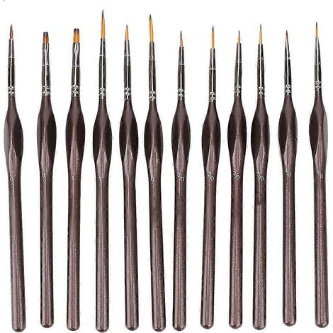 Ensemble de 12 pinceaux de précision professionnels, pinceaux fins, kit d'outils de peinture artistique avec pochette de rangement (1/4)