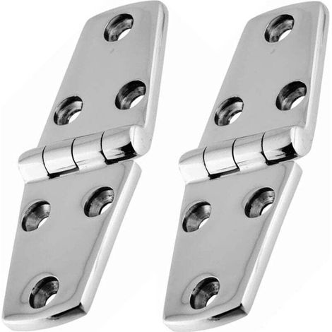 Charnière pour meuble en acier inoxydable 316 – Lot de 2 pièces – Dimensions 102 × 38 mm – Résistante à la corrosion marine