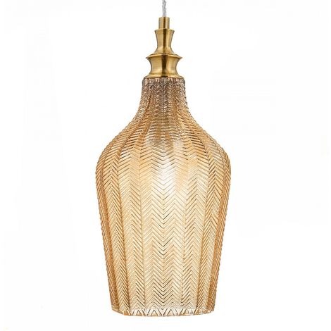 Lampadario classico gea luce cleofe s12 e27 led vetro ambra lampada sospensione