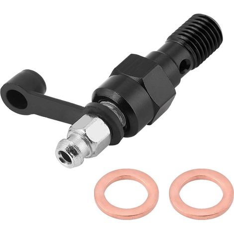 M10x1.0mm Maître Cylindre Étrier Purge Vis Mamelon Boulon Banjo et Dust (Black) (1/5)