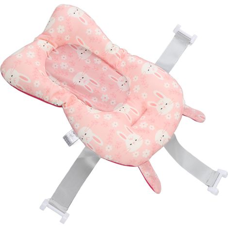 Tapis de bain pour bébé, antidérapant, doux, à séchage rapide, léger, coussin pour bébé assis et couché, pour nouveau-né, rose (1/5)