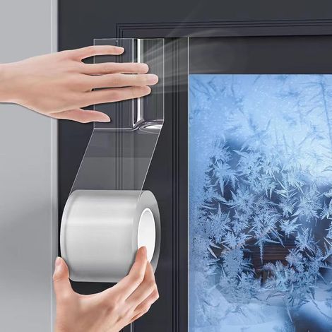 Rubans Adhésifs Autocollante pour Joint Isolation Fenêtre Porte 3cm10m,Isolation Fenetre Contre le Froid Transparente Autocollant Bande Etancheite pour Fenêtre d'hiver Anti Vent Poussière (1/5)