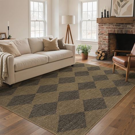 Tapis intérieur extérieur Lavable pour Salon 150x210cm Effet Jute (1/5)