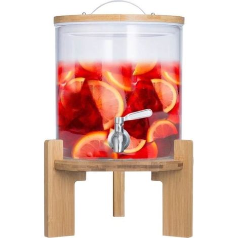 Distributeur de boissons - DIMONO - 5 Litres - Robinet en acier inoxydable - Support en bambou - Anti-goutte (1/4)