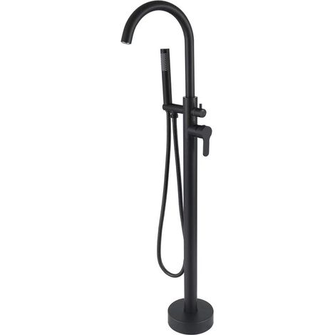 Rubinetto per vasca da bagno a pavimento WEZER EKO19A-09-BLACK con set doccia (1/5)