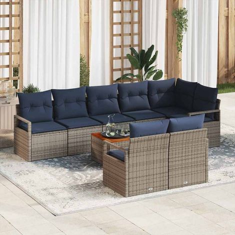 vidaXL Conjunto de sofás de jardín 9 uds. Gris ratán sintético (1/5)