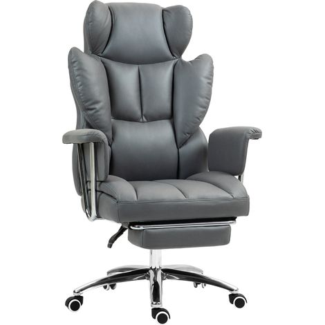 Silla de Oficina Ergonomica con Respaldo Reclinable 135°, Altura Regulable, Reposapies, Espuma, Gris Oscuro (1/5)