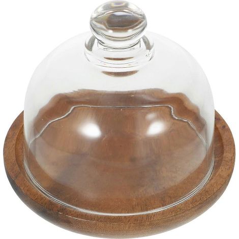 ensemble de mini-plateaux à cupcakes en bois compacts avec couvercle en verre (couleurs assorties)-10.5X9.5CM (1/4)