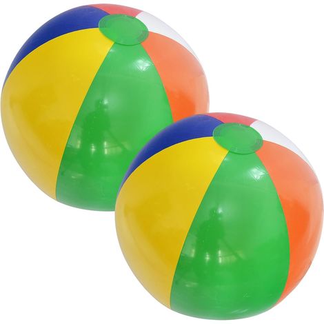 2 x 40cm Inflatable Beach Ball, Inflatable Pool Ball, Multicolor Adult Inflatable Pool Ball, for Pool Games, Beach, Holiday and Summer Parties, Classic Inflatable Toy (1/5)